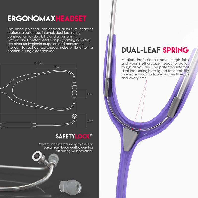 [Australia - AusPower] - MDF Instruments Acoustica Lightweight Stethoscope for Doctors, Nurses, Students, Lavender tube + MDF LUMiNiX Illuminator Medical Professional Diagnostic Penlight 