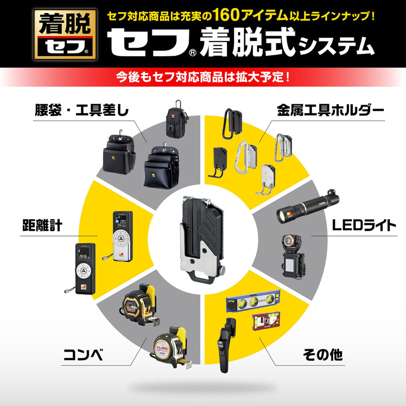 Tajima Safety System, Saff Retrofit Holder, Top and Bottom 2 Sections, Space Saving Around The Waist, Movable Connectivity for Easy Access and Easy to Move Tools, Easy to Put on and Take Off, Attach Top and bottom 2 rows