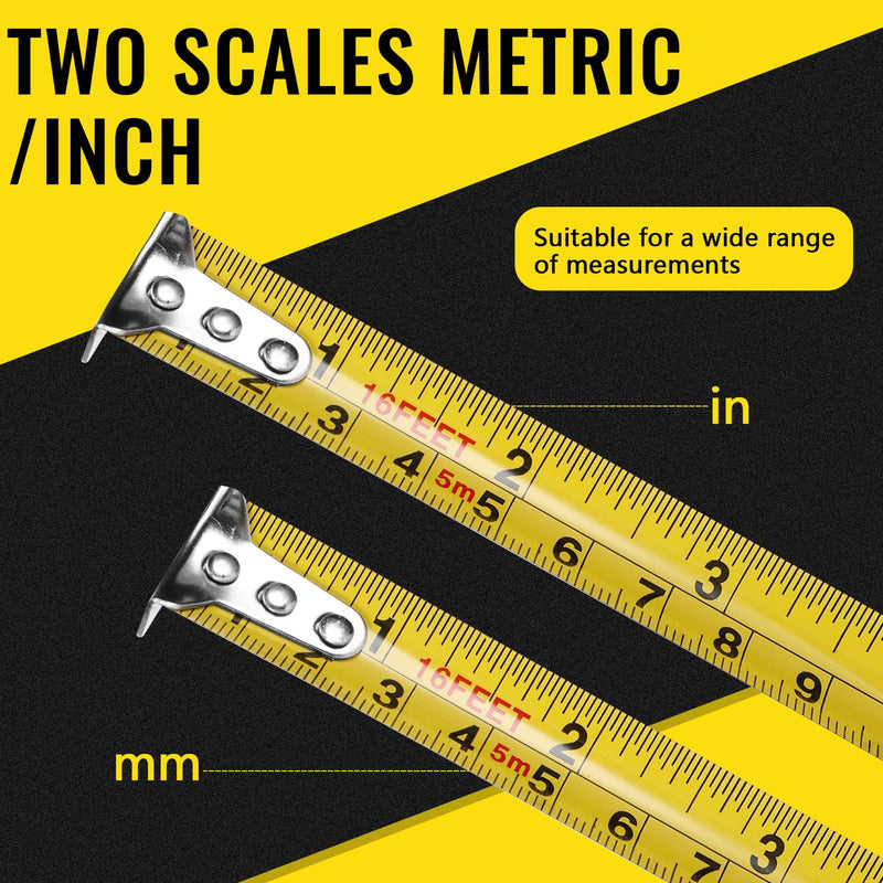 [Australia - AusPower] - Farerkass 2 x Professional 5 m Tape Measure, Imperial and Metric Measurement, with Polymer Protective Layer, Robust Tape Measure with Belt Clip, Automatic Retraction with Quality Spring, Width 19 mm 