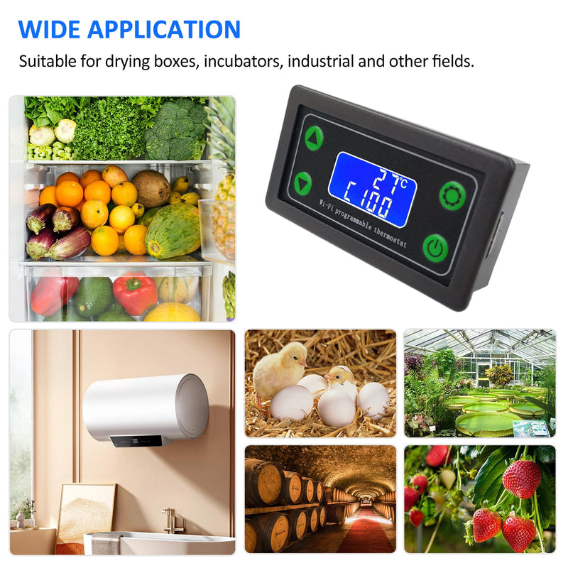 [Australia - AusPower] - ZFX-WT01 WiFi Remote High Temperature Digital Thermostat K-type Thermocouple High Temperature Controller -99~999℃ 