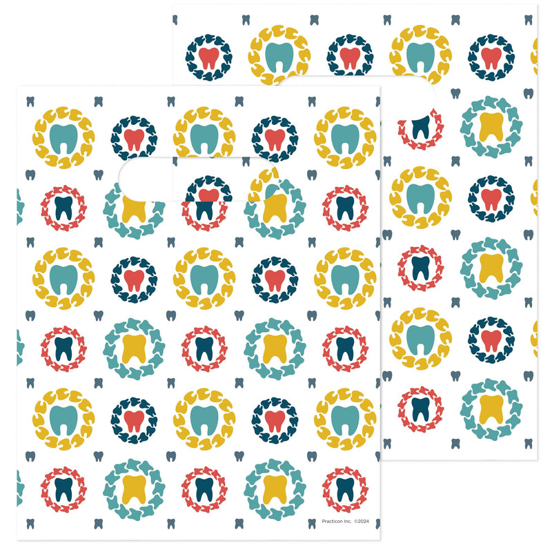 [Australia - AusPower] - Practicon Tooth Medallions 8" x 10" Dental Giveaway Bag, Dental Hygiene Patient Care Goodie Bag, Dentist Office Plastic Gift Bags, 100 Pack 8" x 10" 