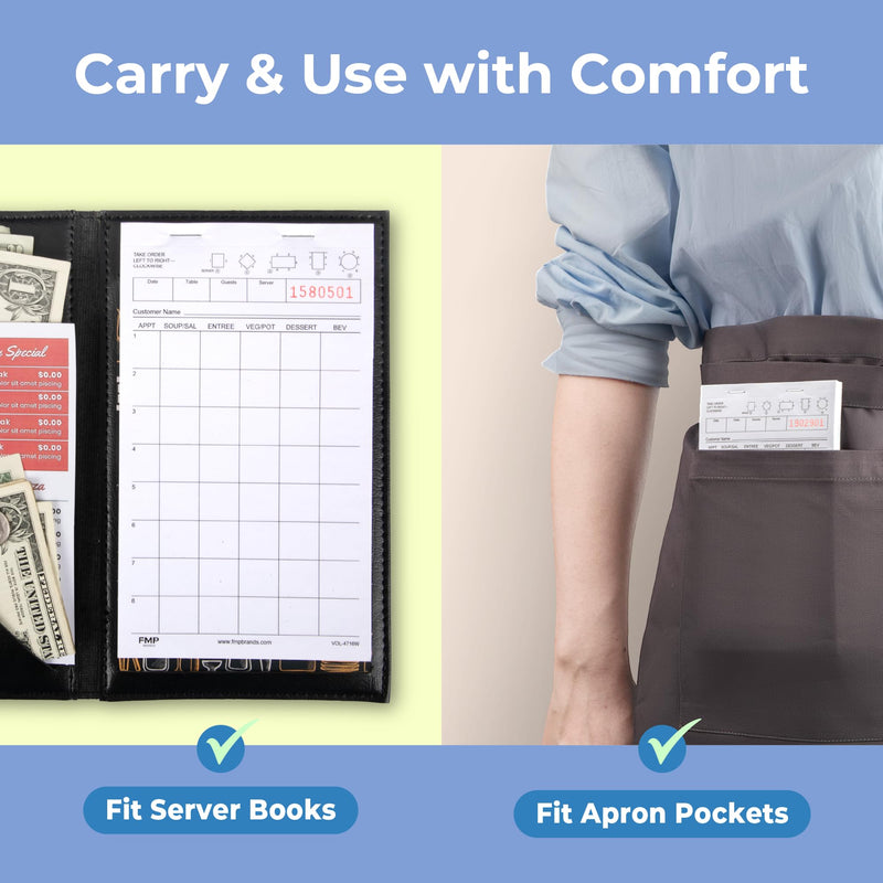 [Australia - AusPower] - FMP Brands Server Note Pads Paper, Guest Check Books, Total 500 Sheets, 5 Pads, 100 Sheets/Pad, Guest Check Pads, Order Pads for Servers, Waitress Notepads for Restaurant, Bar, Cafe, Diners White - Checkers 