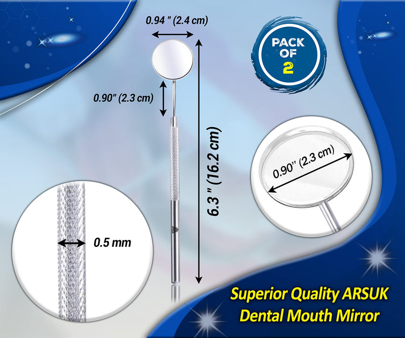 ARSUK Dental Mirror, Teeth Inspection Dentist Mirror with Handle, Rust-Free Dental Oral Care Instrument Tools 2