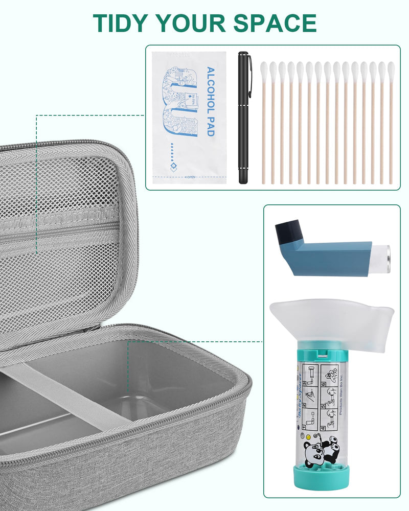 [Australia - AusPower] - Asthma Inhaler Case Portable Nebulizer and Spacer Storage for All Models of Inhalers - Travel Carrying Case for Masks, Inhaler Holder (TRANSPARENT) 