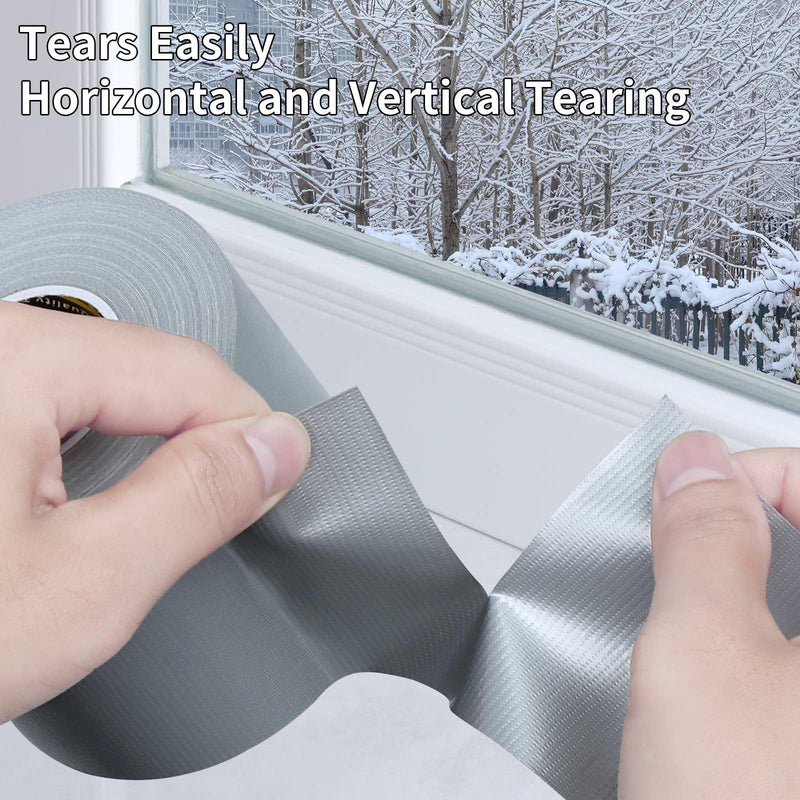 Heavy Duty Single Side Duct Tape,2in x 66FT,Strong Adhesive High Strength,Versatile Mesh Adhesive Tape for Easy Sealing, Repairing and Bonding Indoors and Outdoors,Silver 2inX66FT Silver