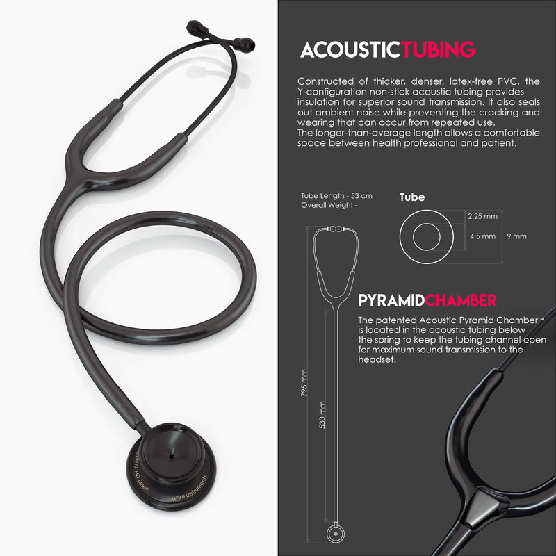[Australia - AusPower] - MDF Instruments One Stainless Steel Stethoscope, Adult, Black Tube + MDF LUMiNiX Medical Professional Penlight 
