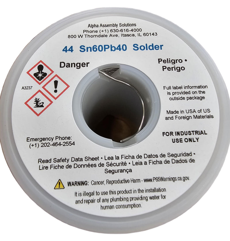 Kester solder 44" Rosin Core #66/44 .8mm 1 lb. Spool