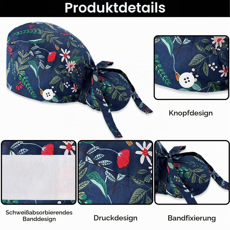 Surgical Caps, Women's Long Hair, Surgical Caps, Fabric Nurse Cap Accessories for Doctors, Doctor Headwear, Cover for Medical Procedures, Suitable for Long Hair (Flower) Multicolored18