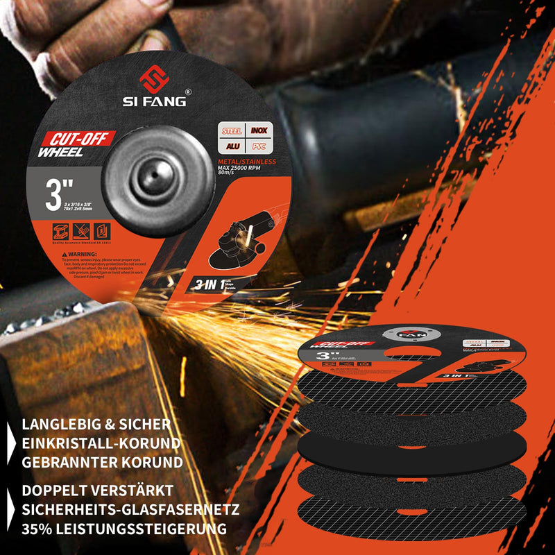 [Australia - AusPower] - SI FANG Pack of 20 Cutting Discs & Flap Discs for Metal Diameter 75mm for Mini Angle Grinders, Cutting, Polishing, Metal Grinding 20-piece set 