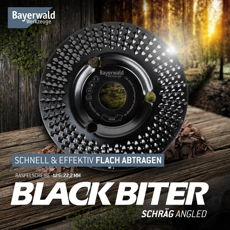 [Australia - AusPower] - Bayerwald “Black Biter” Rasp Shaping Disc | For Fast, Rough Grinding of Wood and Engineered Wood | For Angle Grinders Raspelscheibe BlackBiter Ø 125 mm 