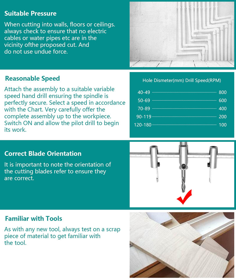 [Australia - AusPower] - Adjustable Hole Saw, 1-3/16" to 11-3/4" (30 to 300mm) Heavy Duty Adjustable Circle Cutter Drill Bit Tool for Drywall Wood Plaster, Silver S, 1-3/16" to 11-3/4" 