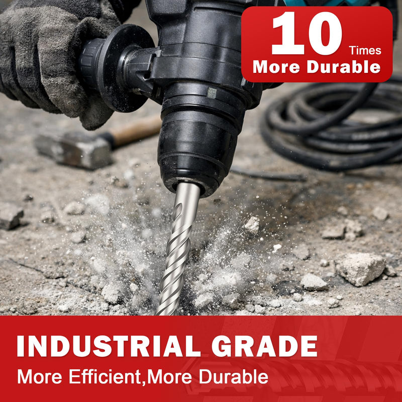 1-1/4" x 12" SDS Plus Rotary Hammer Drill Bit, Cross Carbide Tip, Heavy Duty Masonry Drill Bits for Concrete, Brick Hammer Drill Bits - Concrete Drill Bit Set 1-1/4" x 12" Length :12 inch