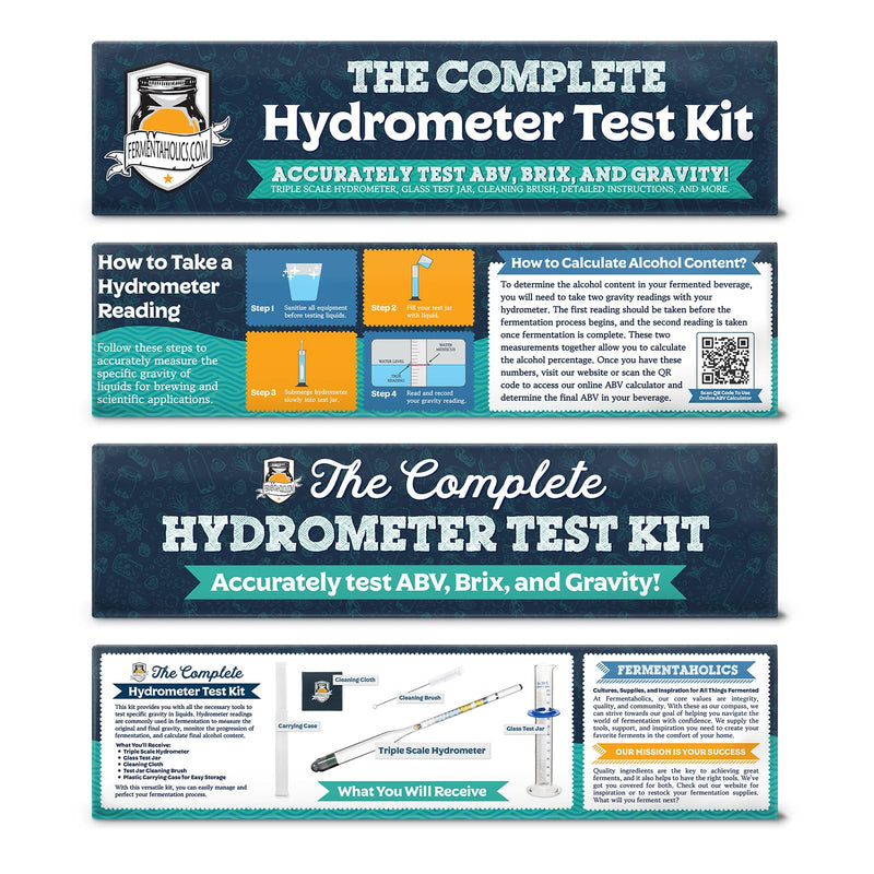 [Australia - AusPower] - Fermentaholics Triple Scale Hydrometer Test Kit | Hydrometer Test Jar Kit | Make Wine, Beer, Mead, Cider, and More | Measure ABV, Brix, and Specific Gravity (Hydrometer Test Kit - Glass Test Jar) 