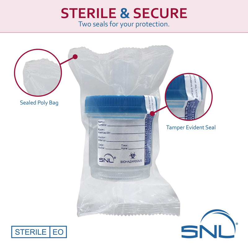 [Australia - AusPower] - SNL Quality Sterile Specimen Cup 3oz/90ml, Screw-on Lid with a Tamper Evident Seal, Blue Cover (5) 5 