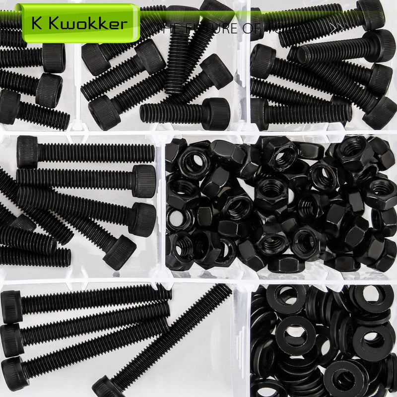 [Australia - AusPower] - Metric Bolt Assortment M2 M3 M4 M6 Screws Nuts and Washers Hex Socket Head Cap Machine Screws, Bolts and Nuts Kit 
