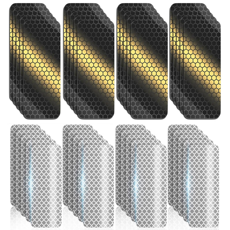 PHIXBEAR 40Pcs Reflective Stickers,Super Reflection, Safety Reflective Tape for Car Trailer Truck Bike Motorcycle, White Silve & Black Outdoor Waterproof 3.15" X 1.18"