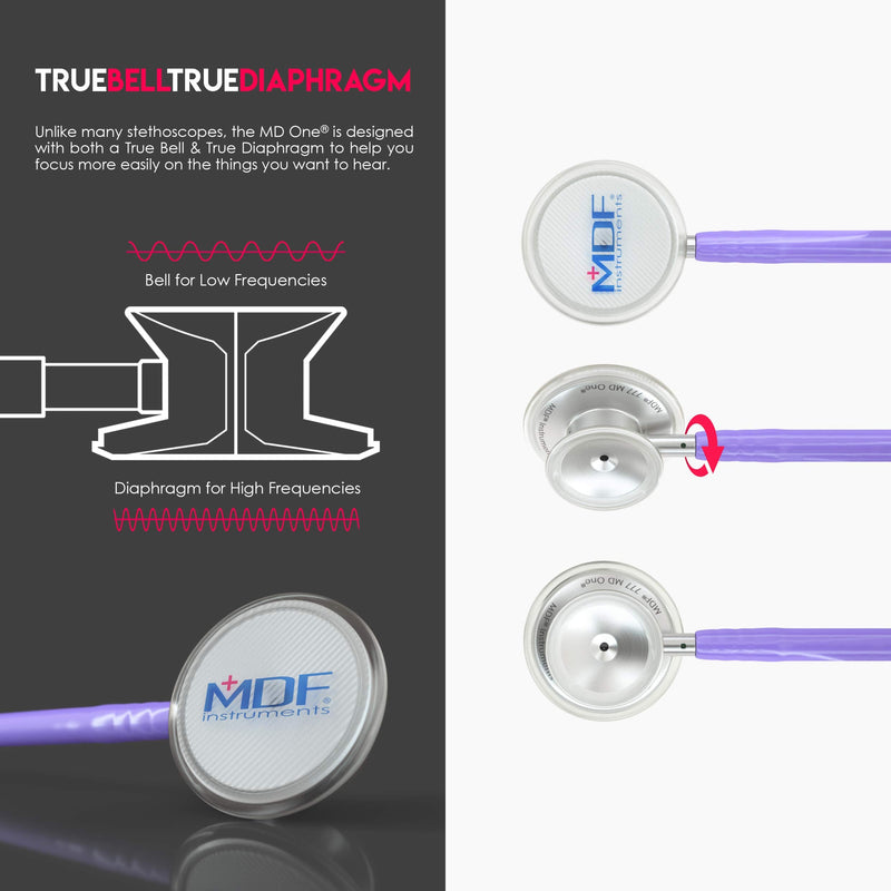 [Australia - AusPower] - MDF Instruments MD One Stainless Steel Stethoscope, Adult, Pastel Purple Tube + LUMiNiX Medical Professional Penlight 