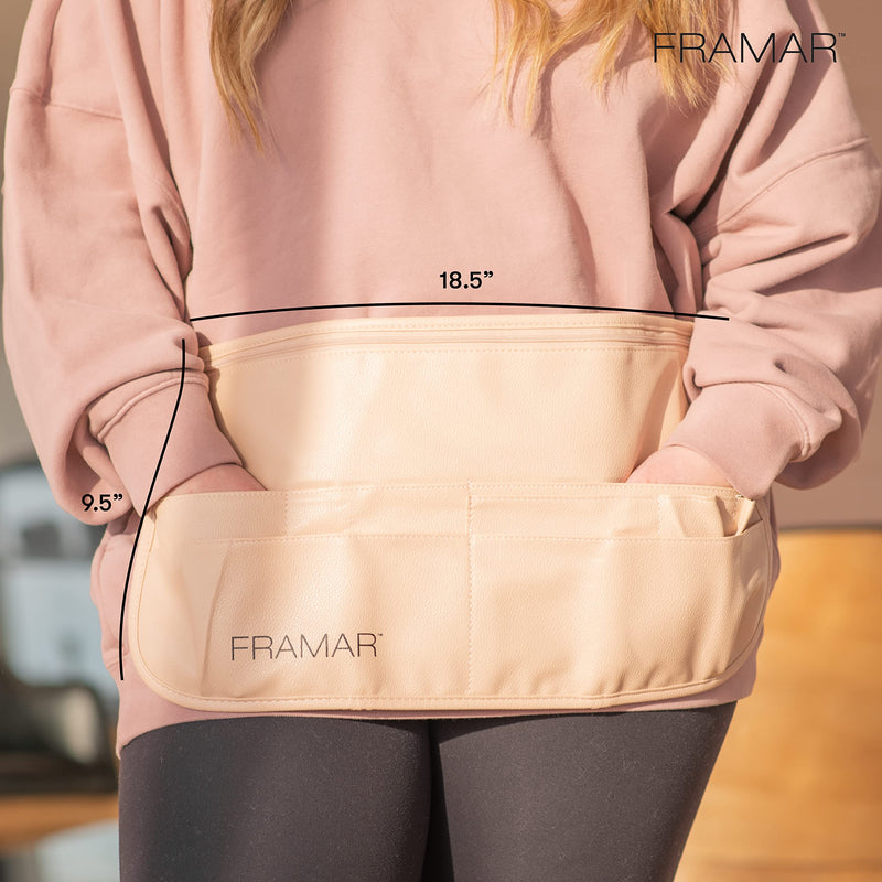 FRAMAR Hipster Salon Belt – Hairstylist Waist Belts, Salon Aprons for Hair Stylist, Hair Apron Stylist Holster, Makeup Brush Belt Professional, Makeup Waist, Shears Pouch Neutral