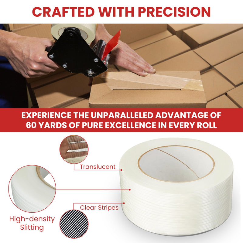 GGR Supplies FIL-795 Fiberglass Reinforced Filament Strapping Tape – Heavy Duty Packing & Shipping Tape, Mono Directional, 1/2 in x 60 yds (5.5 Mil) 1/2" in. x 60 yds. (Pack of 1)