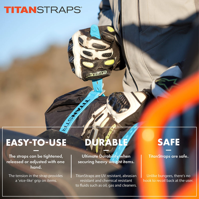 [Australia - AusPower] - Titan Utility Straps – Easy-To-Use, Reliable Tension Straps for Securing Bike & Moto Gear, Skis, Garden Hoses, Field Repair – Use in Frigid Temp – 60 lb.Working Load, 25" Length, Safety Orange, 2-Pack 25" Length / 2 Pack 