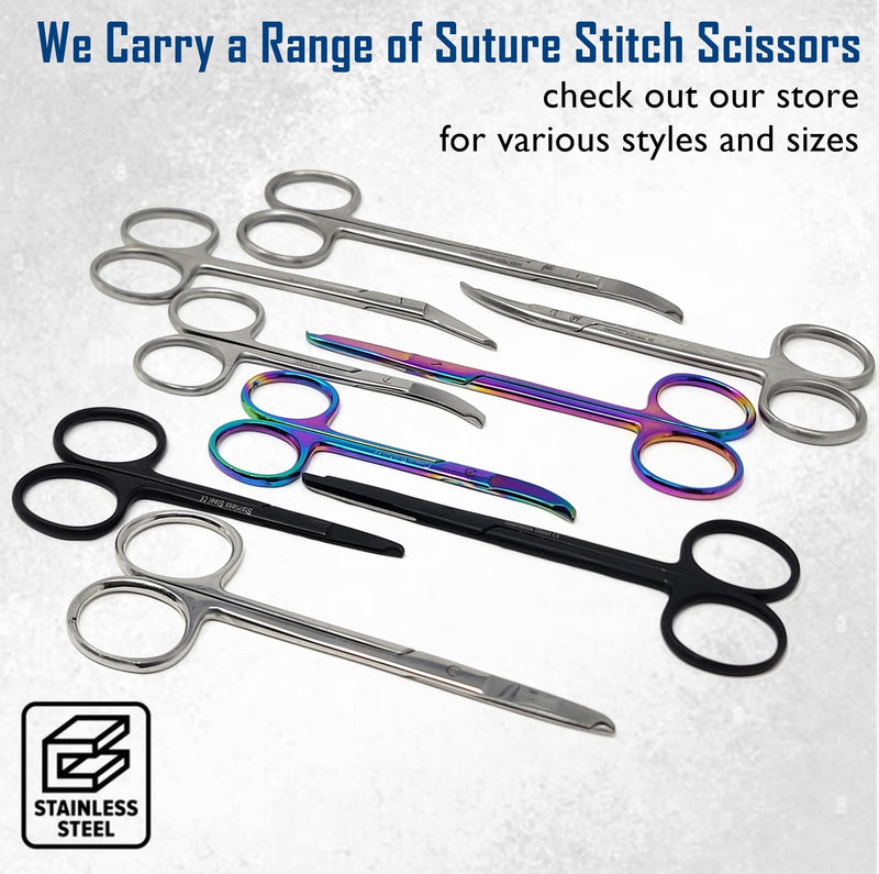 Premium Quality Suture Stitch Scissors with Crescent Delicate Hook- Perfect for Suture Removal, First Aid, EMS Training and More Premium Quality Instrument- Stainless Steel (4.5 Inch Straight) 4.5 Inch Straight