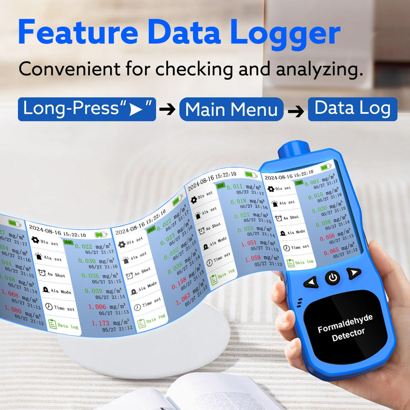 Formaldehyde Detector, Rechargeable HCHO Monitor with Vibration, Visual & Sound Alarms, Temperature Humidity Meter, Formaldehyde Air Quality Tester for Home, Work