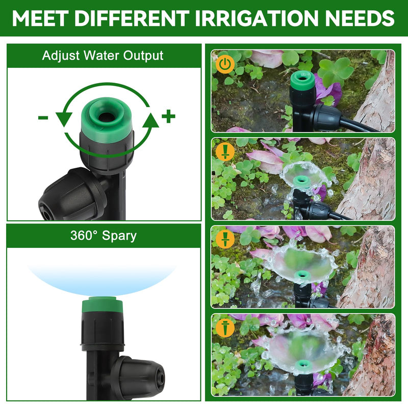 [Australia - AusPower] - 50PCS 1/4” Drip Irrigation Drippers with Lock, Kalolary Drip Irrigation Emitters for 4/7mm Tube, Adjustable 360 Degree Vortex Water Flow Sprayer Micro Spray Drip System Parts for Lawn Yard Pot (Green) Green Locked Sprayer 