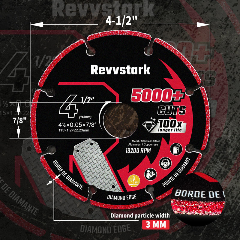[Australia - AusPower] - 5 Pack Diamond Cutting Wheel 4 1/2 Inch for Metal with 7/8" Arbor, Carbide Cutting Wheel, Angle Grinder Cutting Disc, 4 1/2 Cut Off Wheel for Metal with 5000+ Cuts on Rebar, Steel, Iron and INOX 4.5"x7/8in. 5.0 