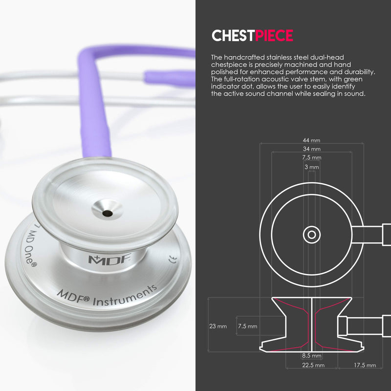 [Australia - AusPower] - MDF Instruments MD One Stainless Steel Stethoscope, Adult, Pastel Purple Tube + LUMiNiX Medical Professional Penlight 