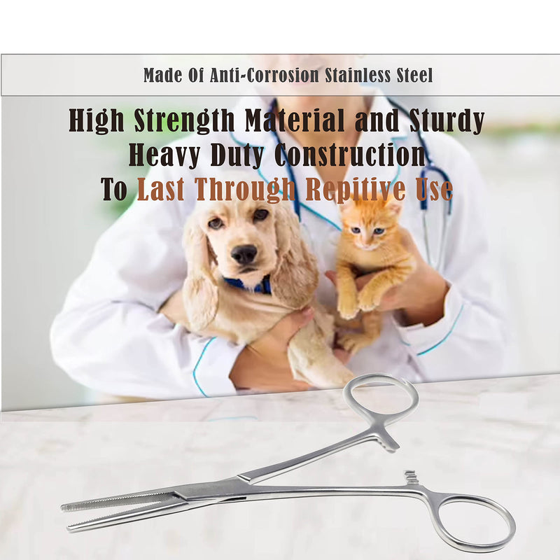 [Australia - AusPower] - Dog Pet Ear/Nose Hair Puller Grooming Hemostat Locking Forceps Pliers, 5.5" (14cm), Straight Silver 