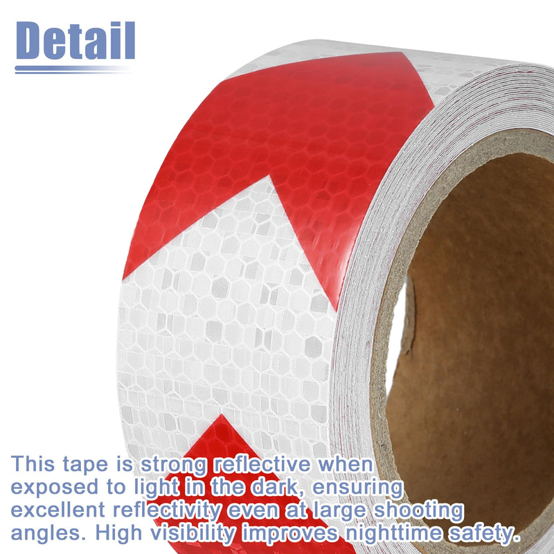 ACROPIX Universal 5cmx10m Red and White Arrow Reflective Stickers Reflective Tape Safety Warning Reflective Protector - Pack of 1