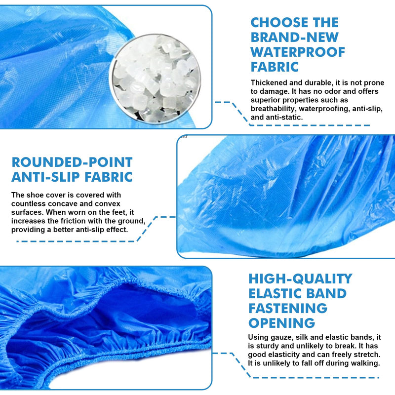 Pack of 200 Disposable Shoe Covers, Shoe Covers, Non-Slip, Overshoes, Waterproof, Disposable Plastic Shoe Covers, Waterproof, Universal Size Shoe Cover