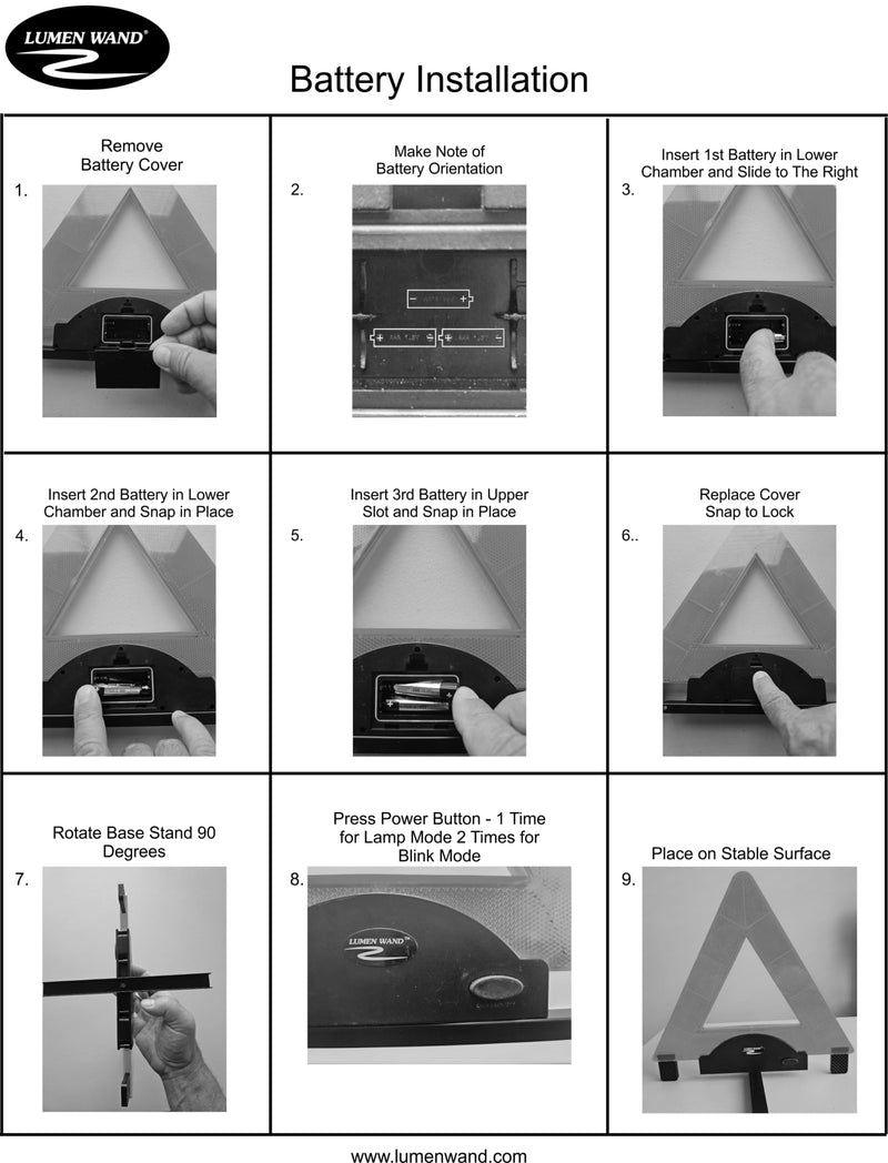 [Australia - AusPower] - Emergency Warning Triangle by Lumen Wand Store for Road Side Safety, Vehicle Breakdown, and Hazard Marking - Internal LED Illumination Combined with External Reflectivity, 1 