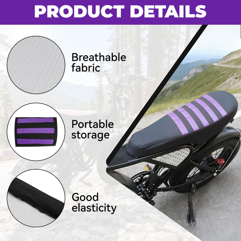 Waterproof Non-Slip Seat Cover for Ridstar Q20 / Q20 Pro Lite Electric Bike – Thickened, Washable, All-Season Soft Saddle Cover (Purple) Purple