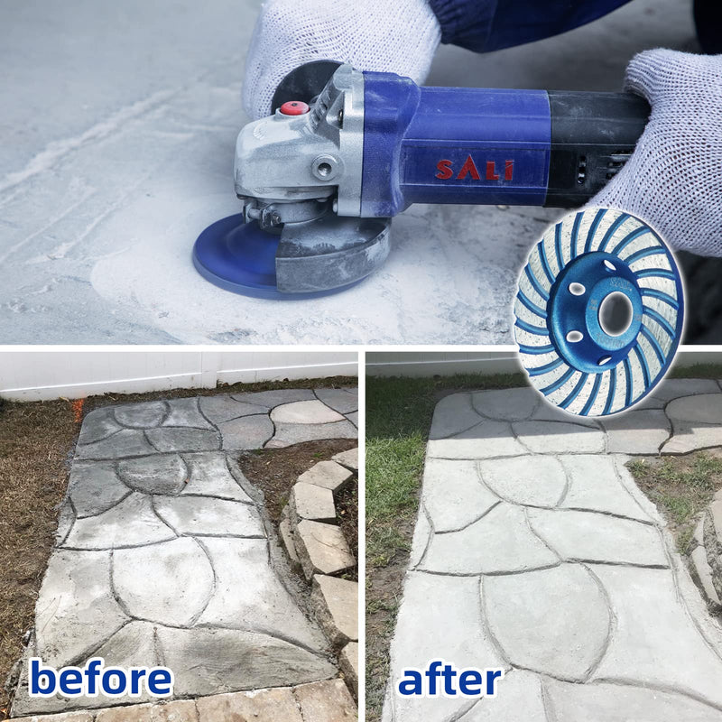 [Australia - AusPower] - SALI Diamond Concrete Grinding Wheel 4 1/2 inch for Polishing and Cleaning Stone Concrete Surface, Cement, Marble, Rock, Granite, and Thinset Removing, Angle Grinder Segment Wheels Cup 115 * 22.2MM Segment Turbo 1.0 
