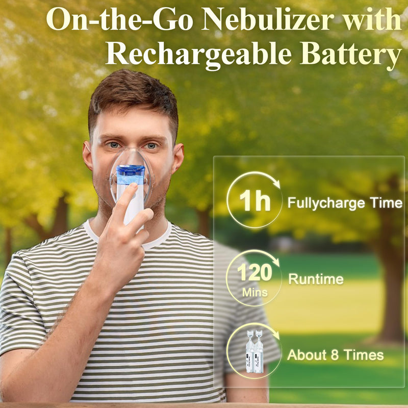[Australia - AusPower] - Portable Nebulizer for Adults & Kids, Rechargeable Handheld Nebulizer Machine with Adjustable Rate, Nebulizer with Fast Support for Asthma and Respiratory Problems 