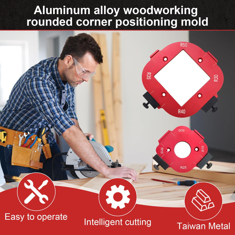 [Australia - AusPower] - Pack of 2 Red Router Jig Radius Stencil, Milling Template, Router, with Bearing Trimmer Blade, Suitable for R10 R15 R20 R25 R30 R35 R40 and R50 Radius Routing Templates - Precise Woodworking for 