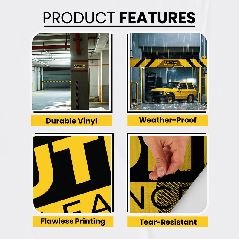 3 x Caution Low Clearance Signs – Watch Your Head Low Overhead Clearance – 10 x 3 Vinyl Labels – Self-Adhesive, Non-Rusting, Weatherproof, Waterproof Decals for Roads, Fields, Business, Shops, Warehouses, Construction Sites