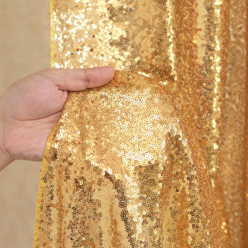 [Australia - AusPower] - Gold Sequin Backdrop Curtain Panels Stage 2 Pieces 2FTx8FT Wedding Party Background Drapes Gold 2 pcs-2ftx8ft 