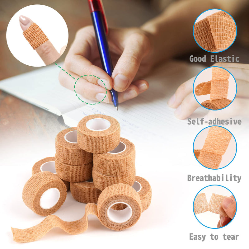 24 Pack Self Adherent Cohesive Wrap Bandages 1 Inches X 5 Yards,First Aid Tape, Elastic Self Adhesive Tape, Athletic, Sports wrap Tape, Bandage Wrap for Sports, Wrist, Skin Colour Athletic Tape 24 Count (Pack of 1)