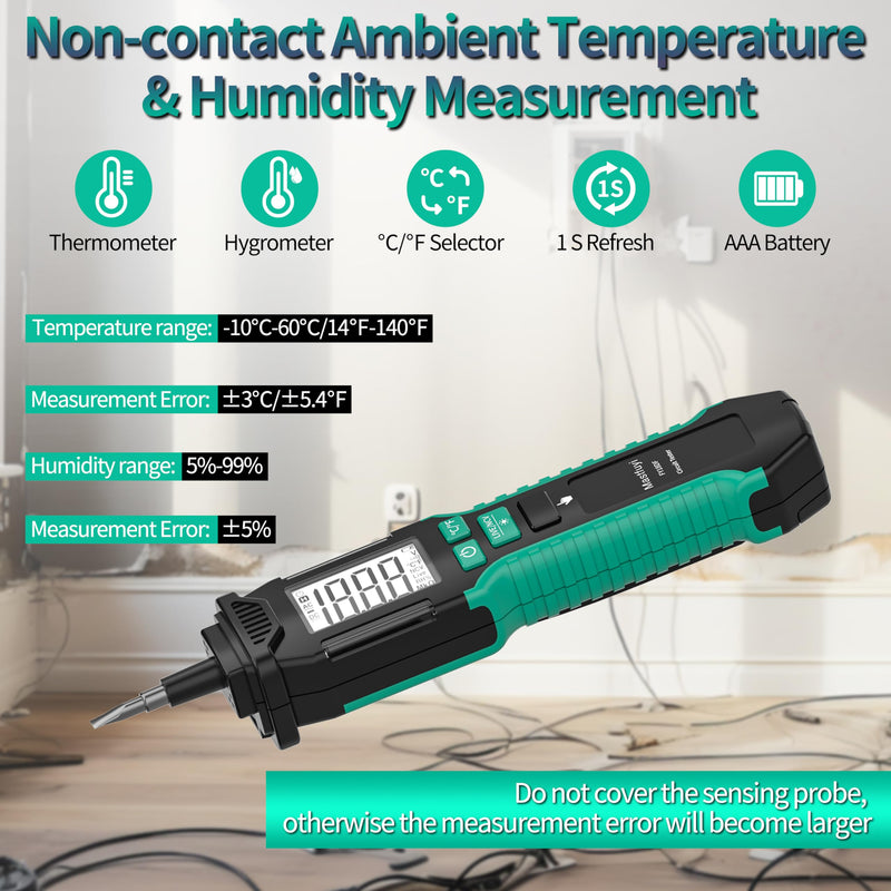 [Australia - AusPower] - Non Contact Voltage Tester, Electrical Tester Pen, AC Voltage, Live/Null Wire Tester, Light Bulb Tester Tools with LCD Backlight Display, Buzzer Alarm, Flashlight,Wire Breakpoint Finder 