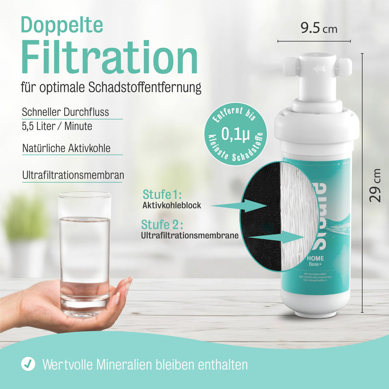 Base+ Replacement Filter | Water Filter Undersink Replacement Cartridge | Ersatzkartusche für Base+ Wasserfilter, Schnellwechselsystem, doppelte Filtration, Filtersystem Wasser, Trinkwasserfilter