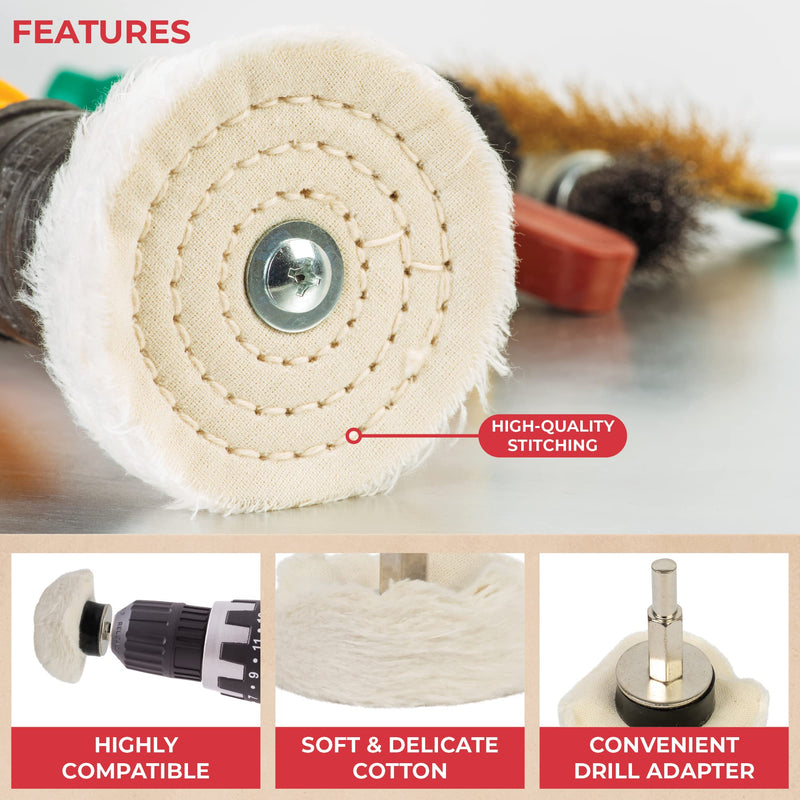 [Australia - AusPower] - GADLANE Polishing Wheel - 6pcs Polishing Pads, Buffing Wheel For Metal, Aluminium, Stainless Steel, Chrome, Glass & DIY Projects - Drill Buffer Attachment (Drill Not Included) 