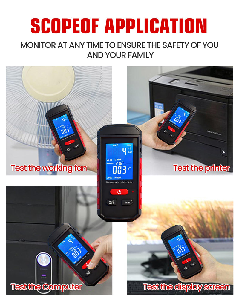 Electromagnetic Radiation Tester EMF Meter Counter Digital Detector for Electromagnetic Radiation AMF118A Black Model 2