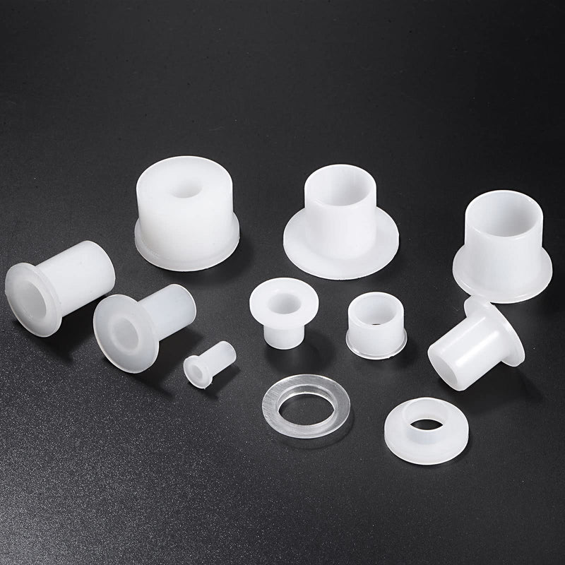 [Australia - AusPower] - 12pcs Flanged Sleeve Bearings 4mm Bore 6mm OD 8mm Length Nylon Bushings for Shaft, White 4mm x 6mm x 8mm 