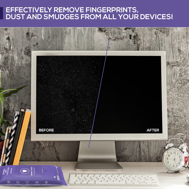 [Australia - AusPower] - Screen Cleaner Wipes: Electronic Wipes for Screens - Computer Screen Wipes for Lens, Phone, Tv Screen and Monitor Cleaning - Tech Wipes & Microfiber Cloth (Soft Wipes, 60 Count) Soft Wipes 