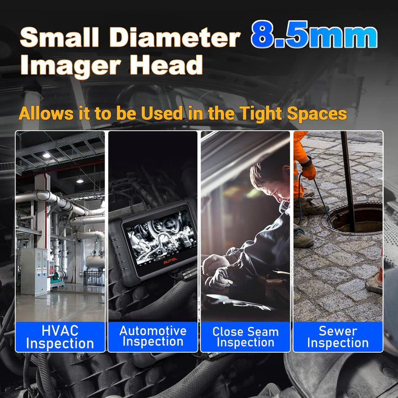 [Australia - AusPower] - Autel MaxiVideo MV108S Digital Inspection Camera, 2025 Upgrade MV108/ MV105S/ MV105, 2MP 1920x1080, IP67 Waterproof Industrial Endoscope, 39.37'' Flexible Snake Cable, Compatible w/Autel Scanner & PC 
