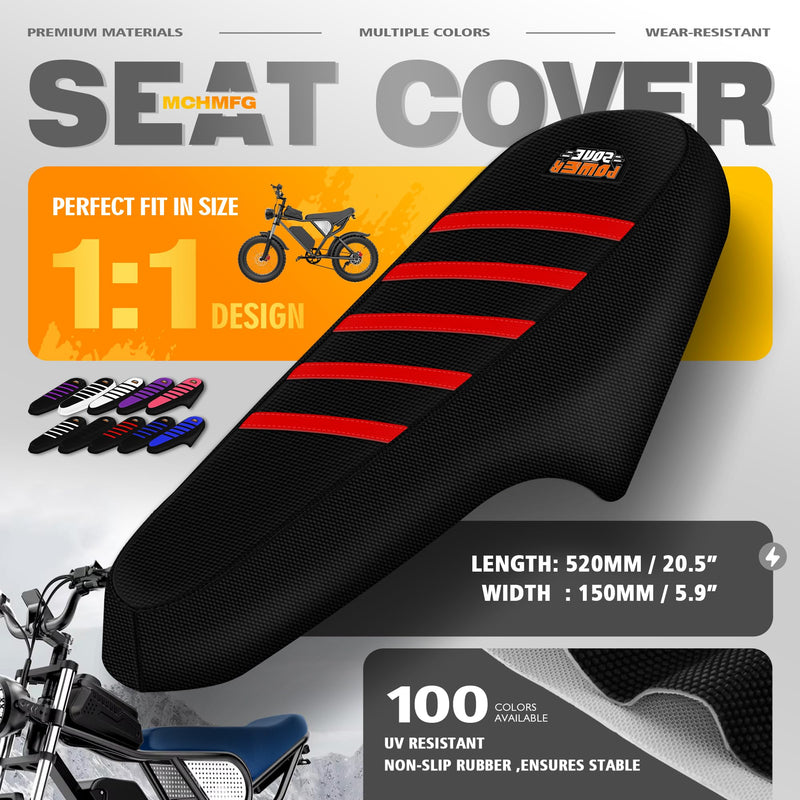 Electric Bike Seat Cover Compatible with Ridstar Q20 E Bike Non-Slip Anti-UV (Black-Red) Black-Red