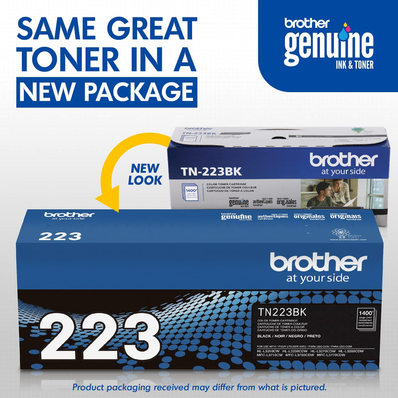 [Australia - AusPower] - Brother Genuine TN223BK, Standard Yield Toner Cartridge, Replacement Black Toner, Page Yield Up to 1,400 Pages, TN223, Amazon Dash Replenishment Cartridge 