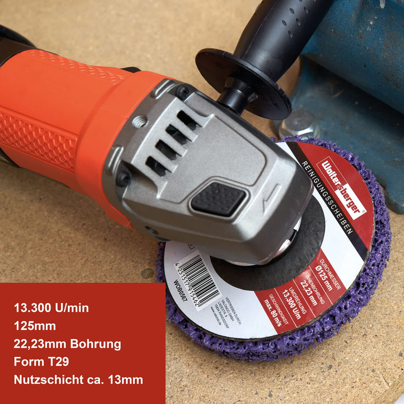 [Australia - AusPower] - Woltersberger® Pack of 5 Coarse Cleaning Discs Diameter 125 mm CSD Cleaning Fleece CBS Nylon Fabric Disc Purple for Angle Grinder Rust Remover for Flex 125mm 